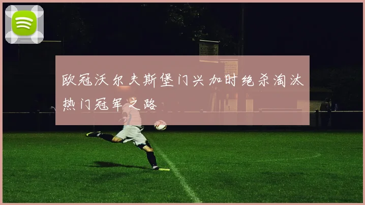 欧冠沃尔夫斯堡门兴加时绝杀淘汰热门冠军之路